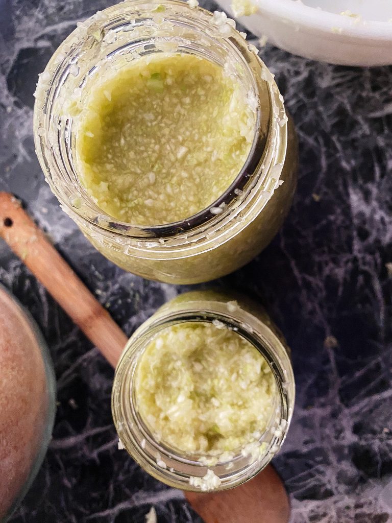 two jars of homemade sauerkraut