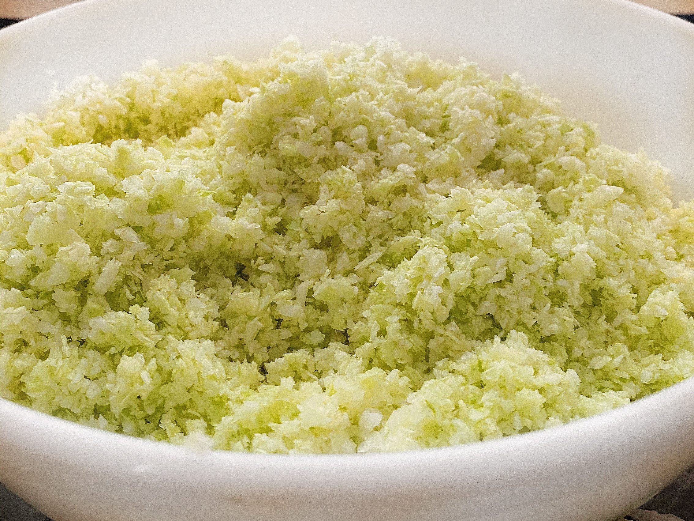shredded sauerkraut in mixing bowl